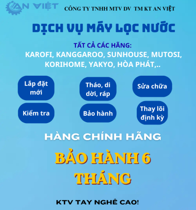 Bảng giá dịch vụ máy lọc nước Điện Máy An Việt